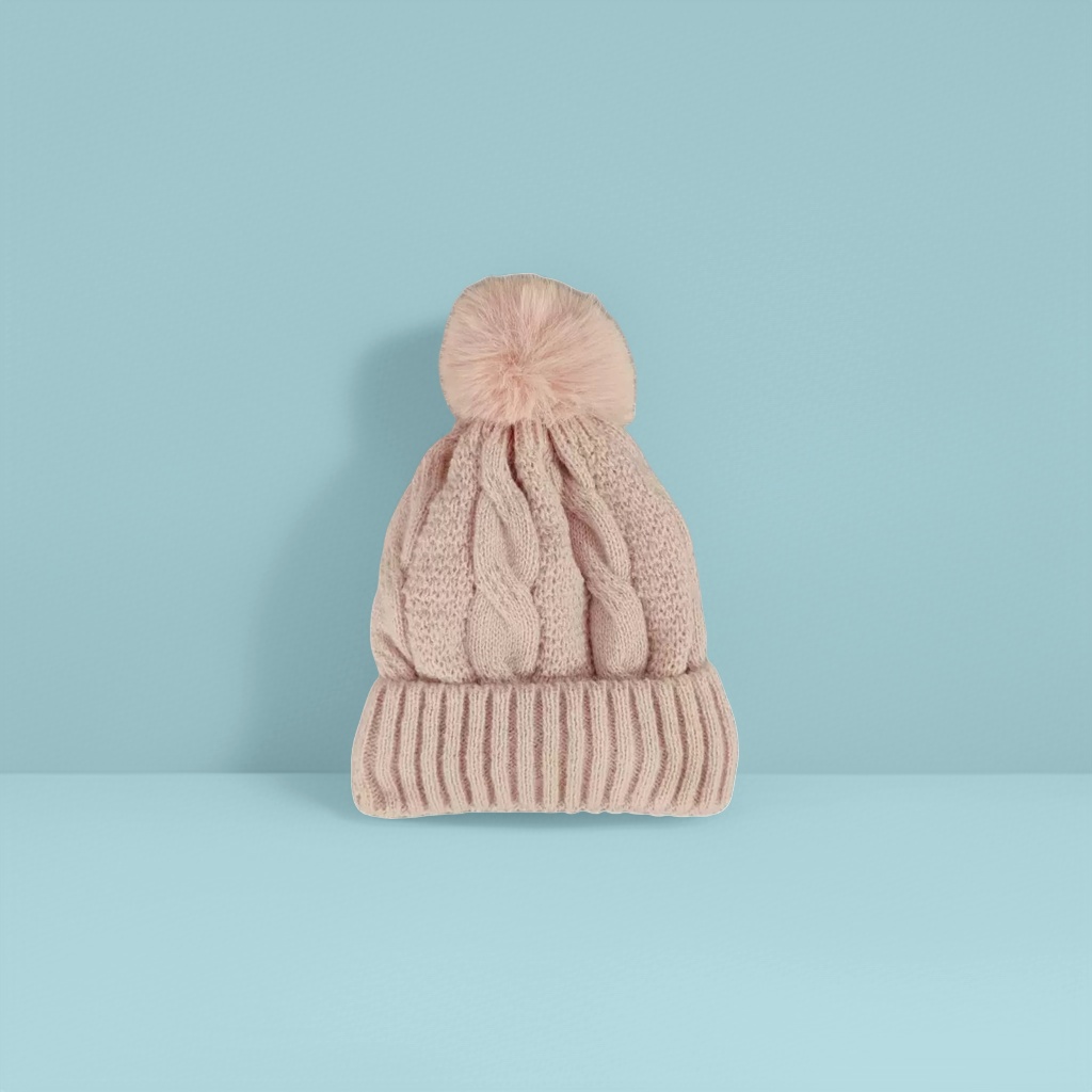 Pink woolen cap, warm knitted women's autumn and winter Korean-style versatile woolen ball hat details Picture