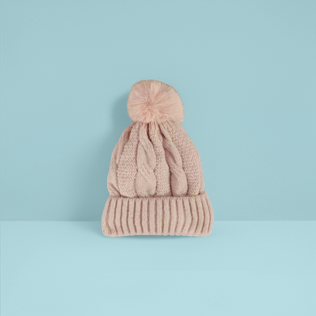Pink woolen cap, warm knitted women's autumn and winter Korean-style versatile woolen ball hat Specification image