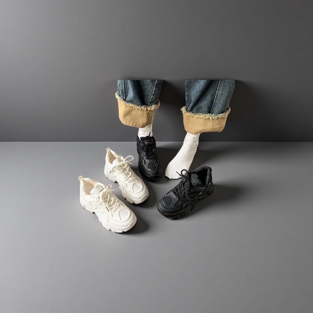 Black and white thick-soled dad shoes are fashionable, versatile and casual sports shoes Specification image