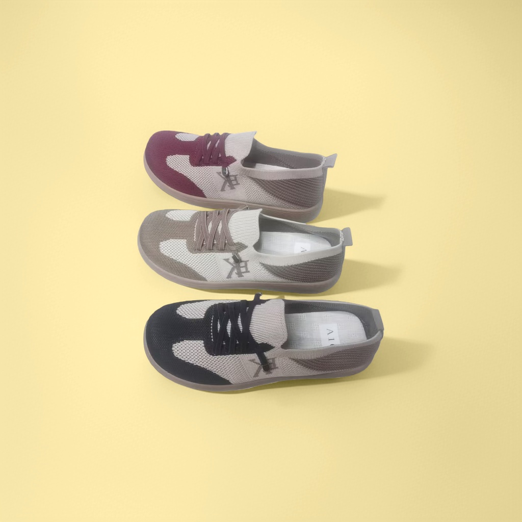 Three pairs of color-blocked knitted casual shoes for both men and women, breathable and lightweight sports shoes details Picture
