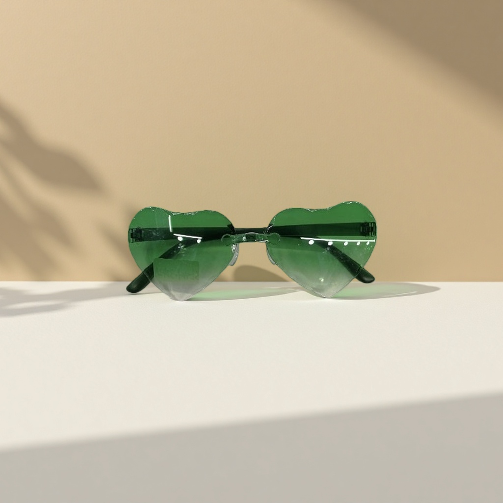 Green heart-shaped sunglasses, fashionable UV-resistant polarized sunglasses Application Scenario