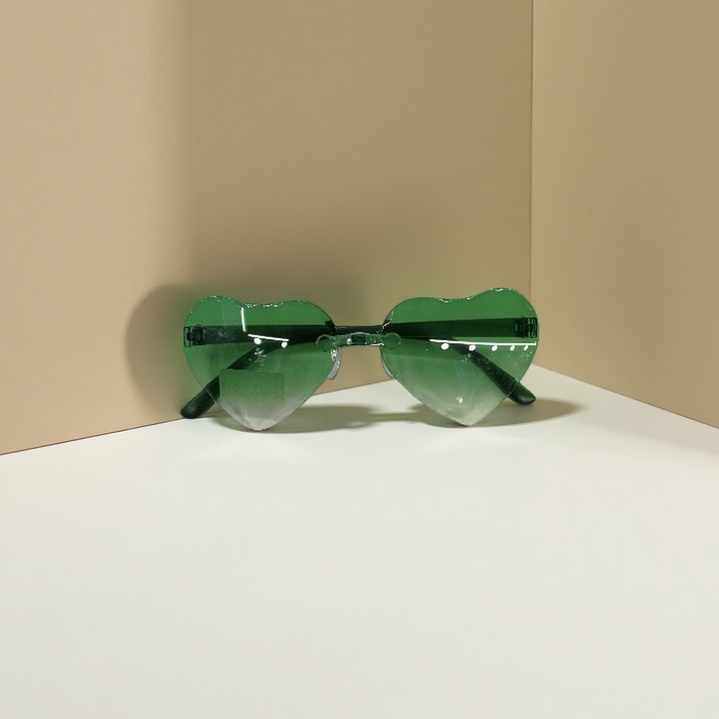 Green heart-shaped sunglasses, fashionable UV-resistant polarized sunglasses