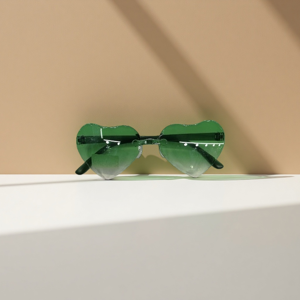 Green heart-shaped sunglasses, fashionable UV-resistant polarized sunglasses details Picture