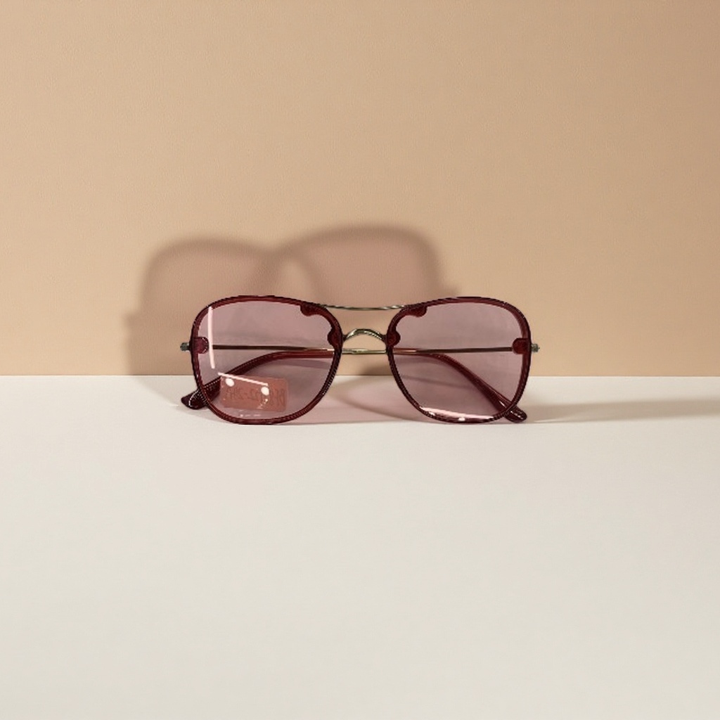 Red frame, golden metal frame and pink lens sunglasses