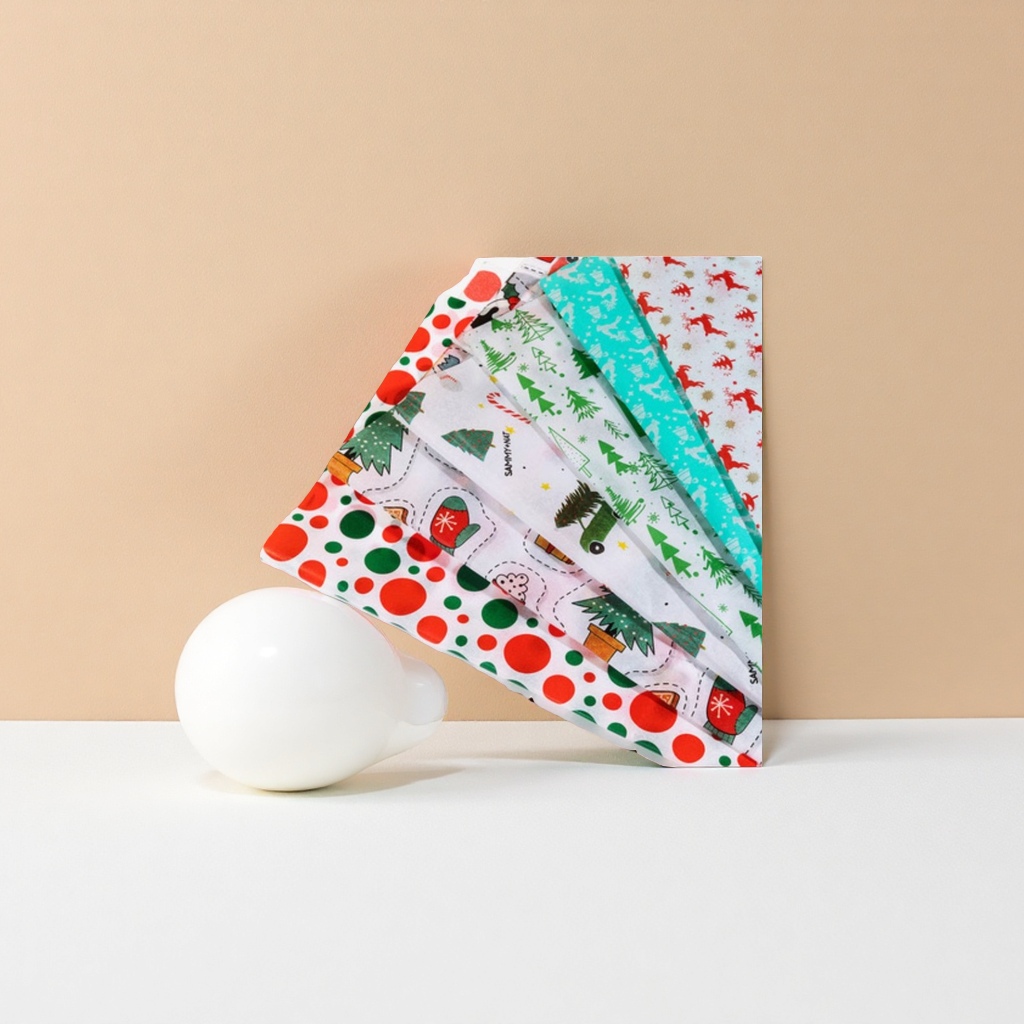 红绿波点圣诞树图案包装纸 节日装饰礼品 wrapping paper
