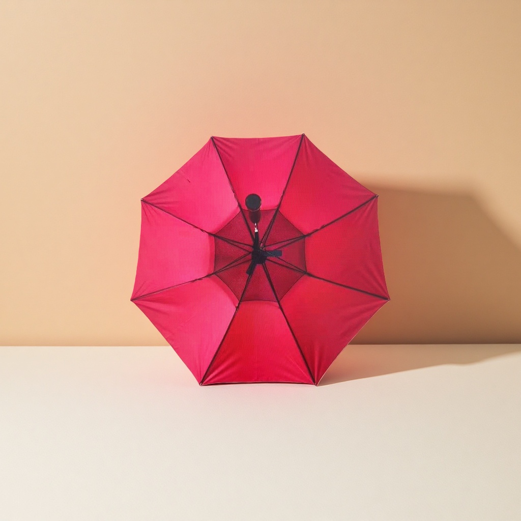 Red all-weather automatic umbrella, windproof, sun-proof and water-repellent portable folding umbrella details Picture