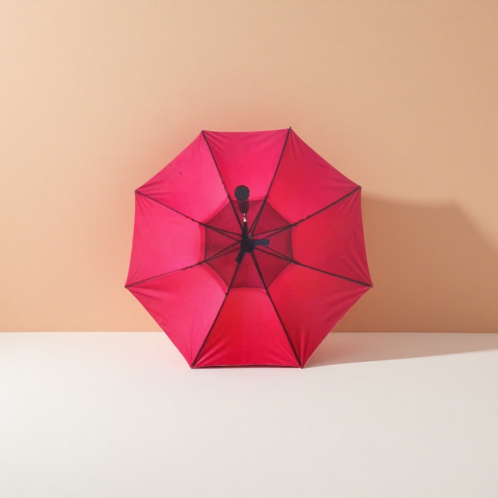 Red all-weather automatic umbrella, windproof, sun-proof and water-repellent portable folding umbrella
