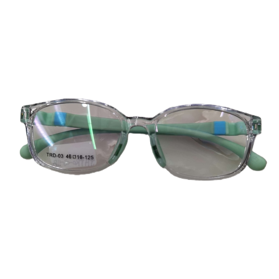 Transparent frame, green temple, fashionable glasses, light, comfortable and anti-slip nose pads Item Picture