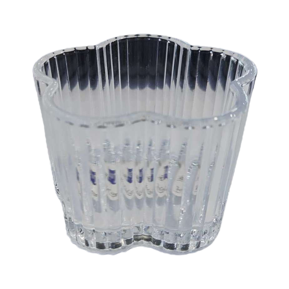 Transparent striped flower-shaped glass cup, high borosilicate heat-resistant household juice water cup Item Picture