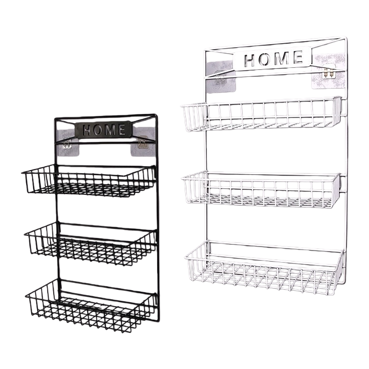 Blanco y negro bicolor rack rack de almacenamiento multinivel dormitorio baño cocina universal sin perforación Item Picture