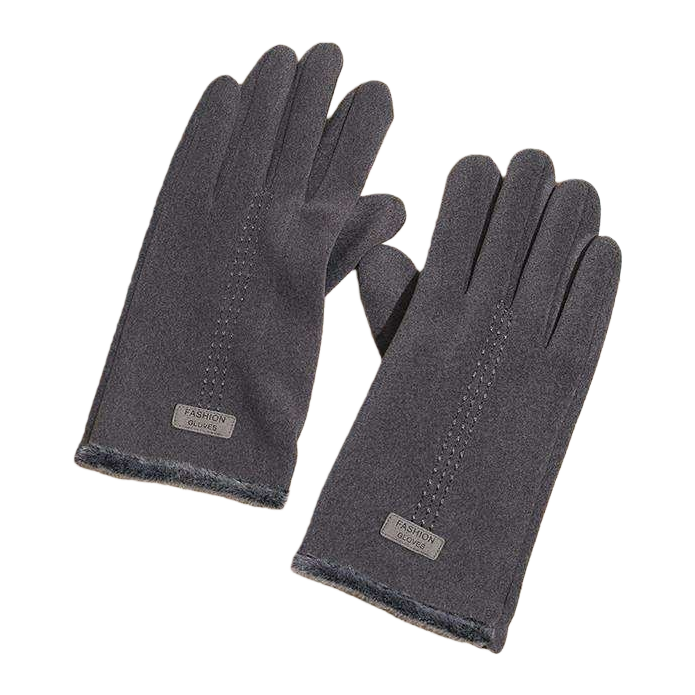 Grey thickened warm gloves for both men and women, anti-slip and wear-resistant, suitable for daily commuting and cycling Item Picture
