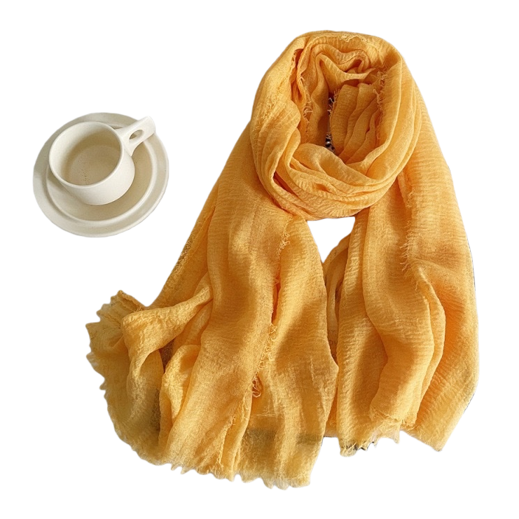 وشاح قطن أصفر، خشب دافئ Item Picture