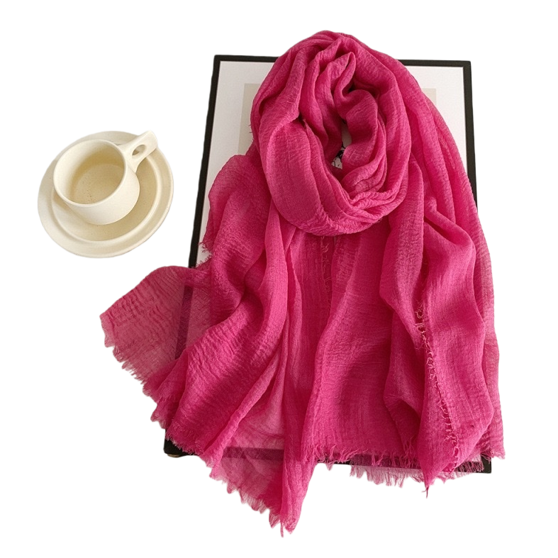 A rose-red pure cotton scarf is a warm, fashionable and versatile accessory for women in autumn and winter Item Picture
