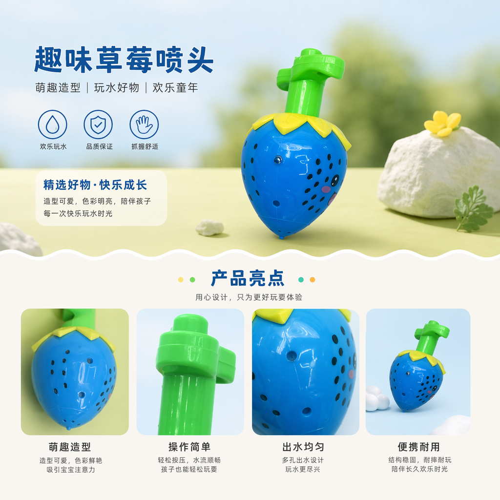 蓝色草莓造型儿童益智玩具 安全无毒圆润边角详情1