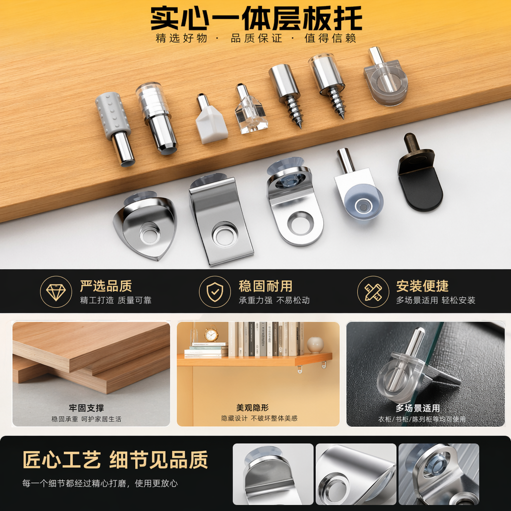 金属层板托配木质背景墙装饰架 客厅置物架简约现代详情1
