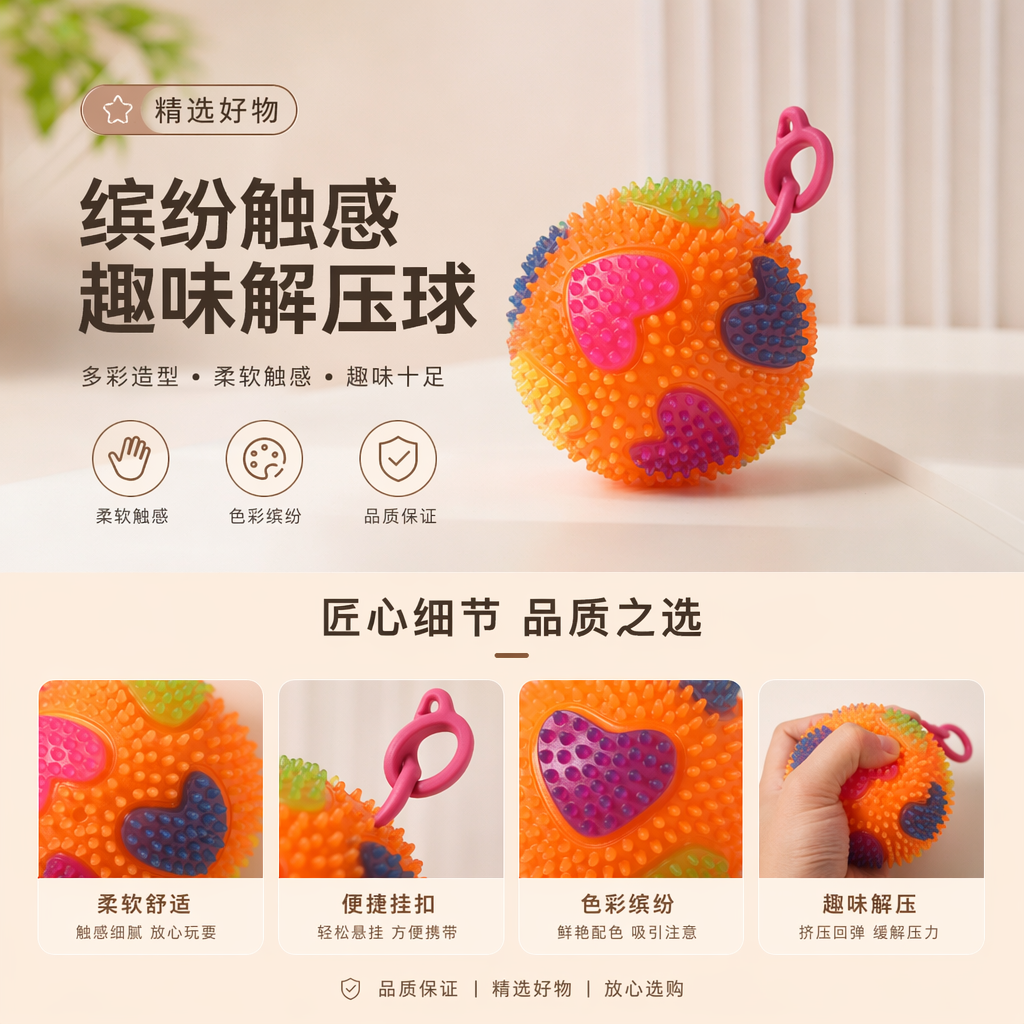 彩色刺球玩具 儿童感统训练益智早教软胶安全可挤压详情1