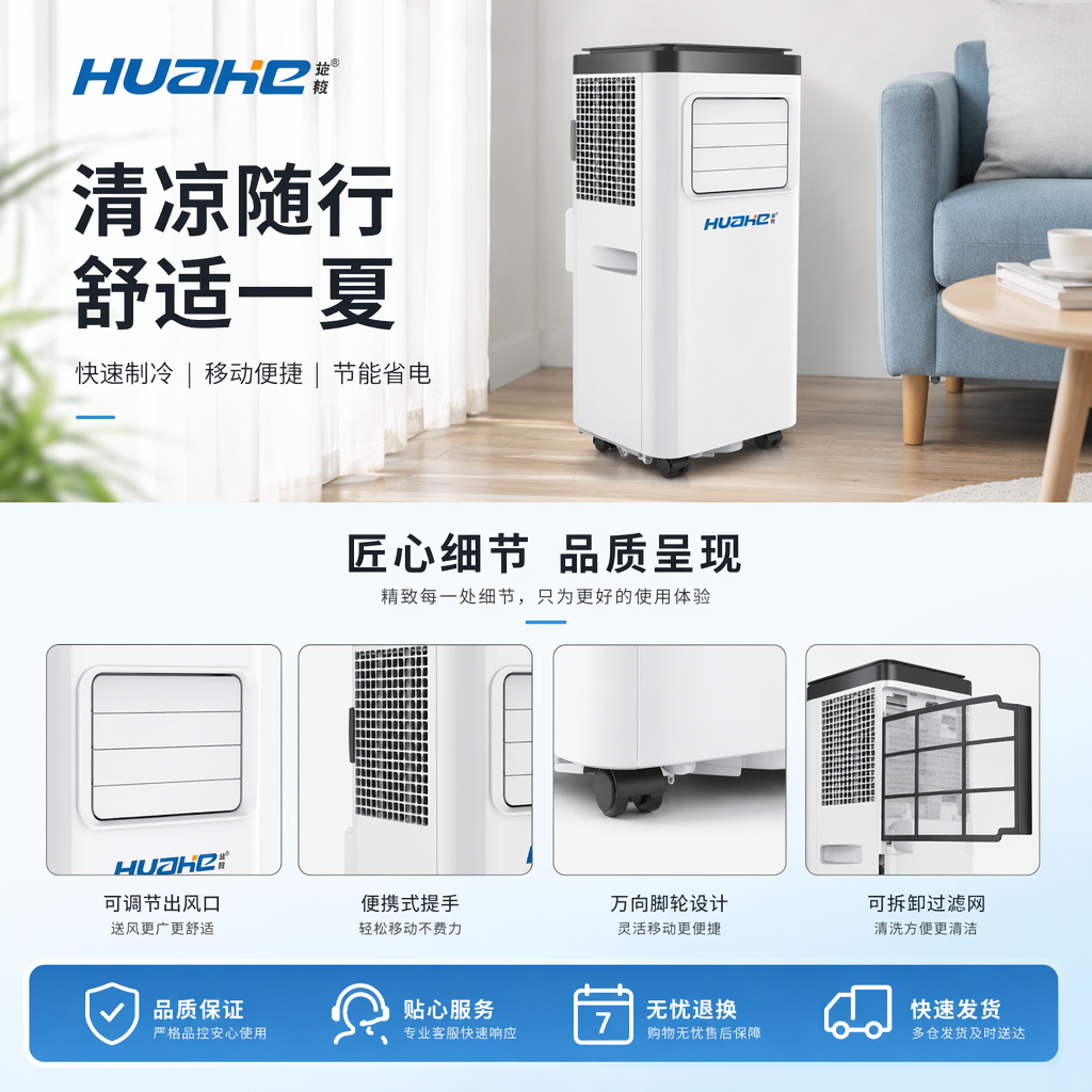 白色移动空调 一体式冷暖变频静音家用省电详情1