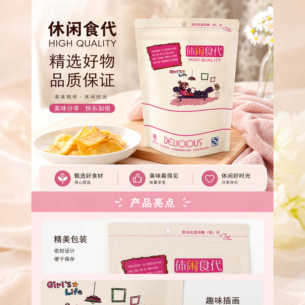 白色包装袋 加厚防潮食品级密封塑料袋详情1