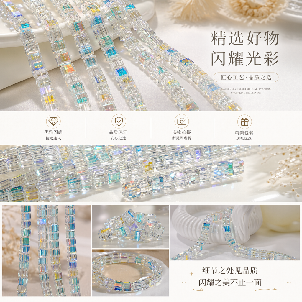 透明水晶珠串 9mm高透光圆珠 手链项链DIY饰品配件详情1