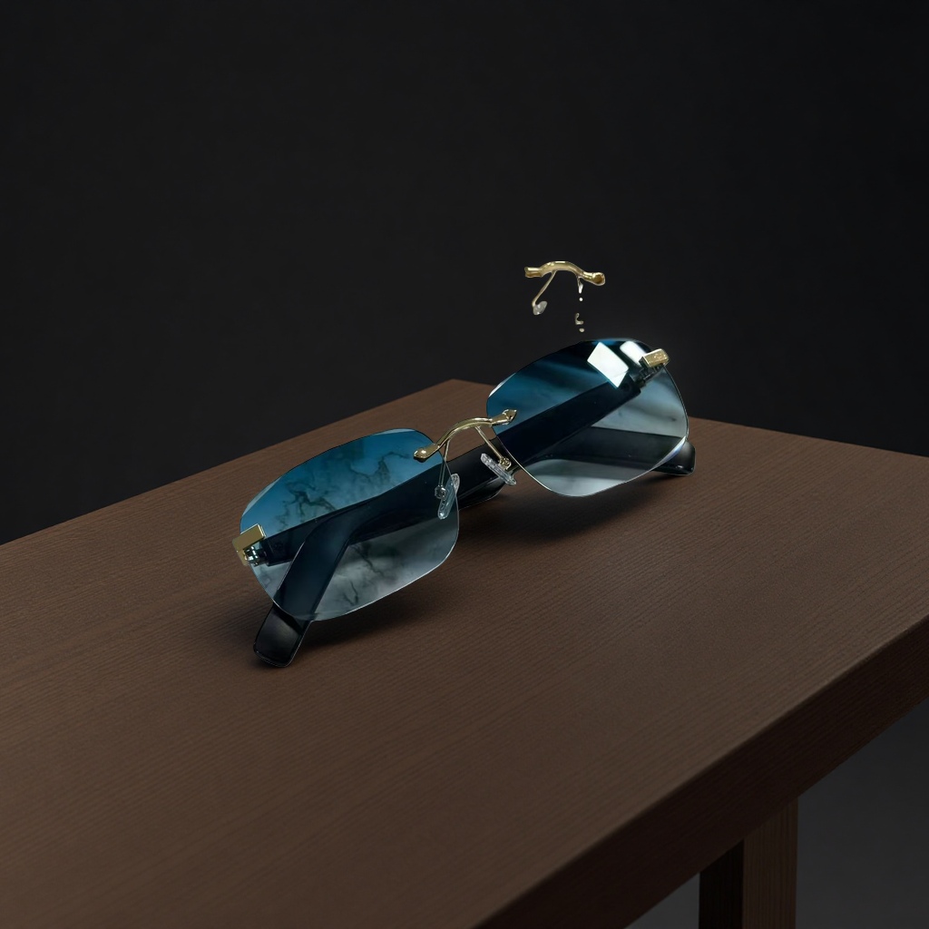 Blue gradient lens frameless sunglasses, fashionable, light and UV-resistant polarized sunglasses Specification image