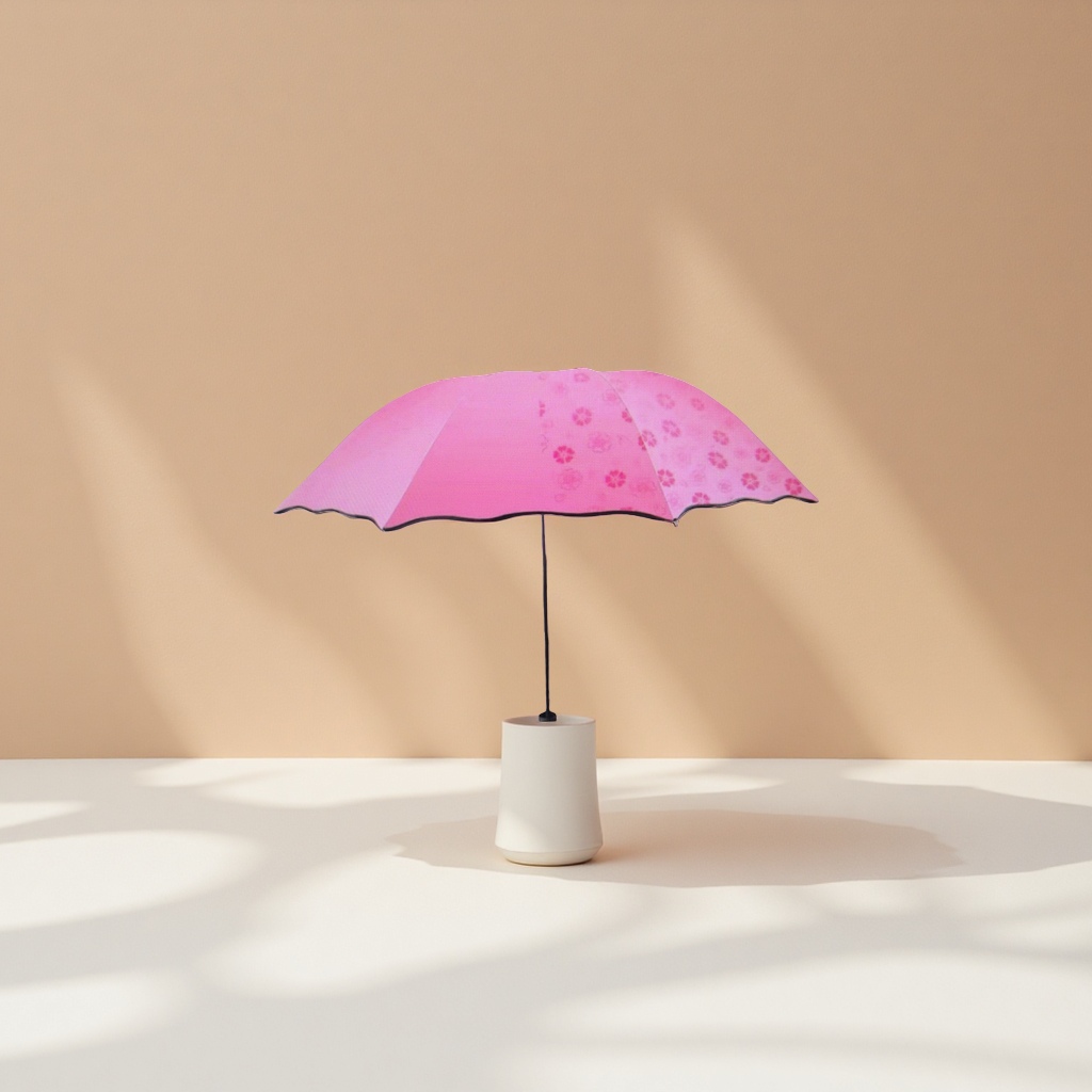 粉色晴雨两用折叠伞 轻便防晒防风女士小伞图