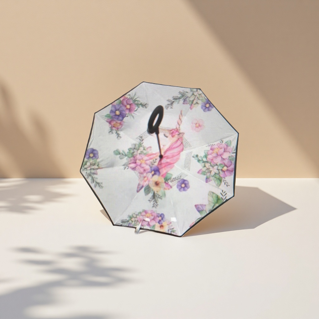 彩色花卉独角兽图案雨伞产品图