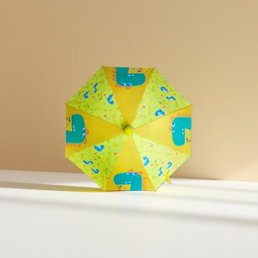 Yellow dinosaur-patterned children's all-weather umbrella, waterproof, sun-proof, lightweight and foldable Specification image
