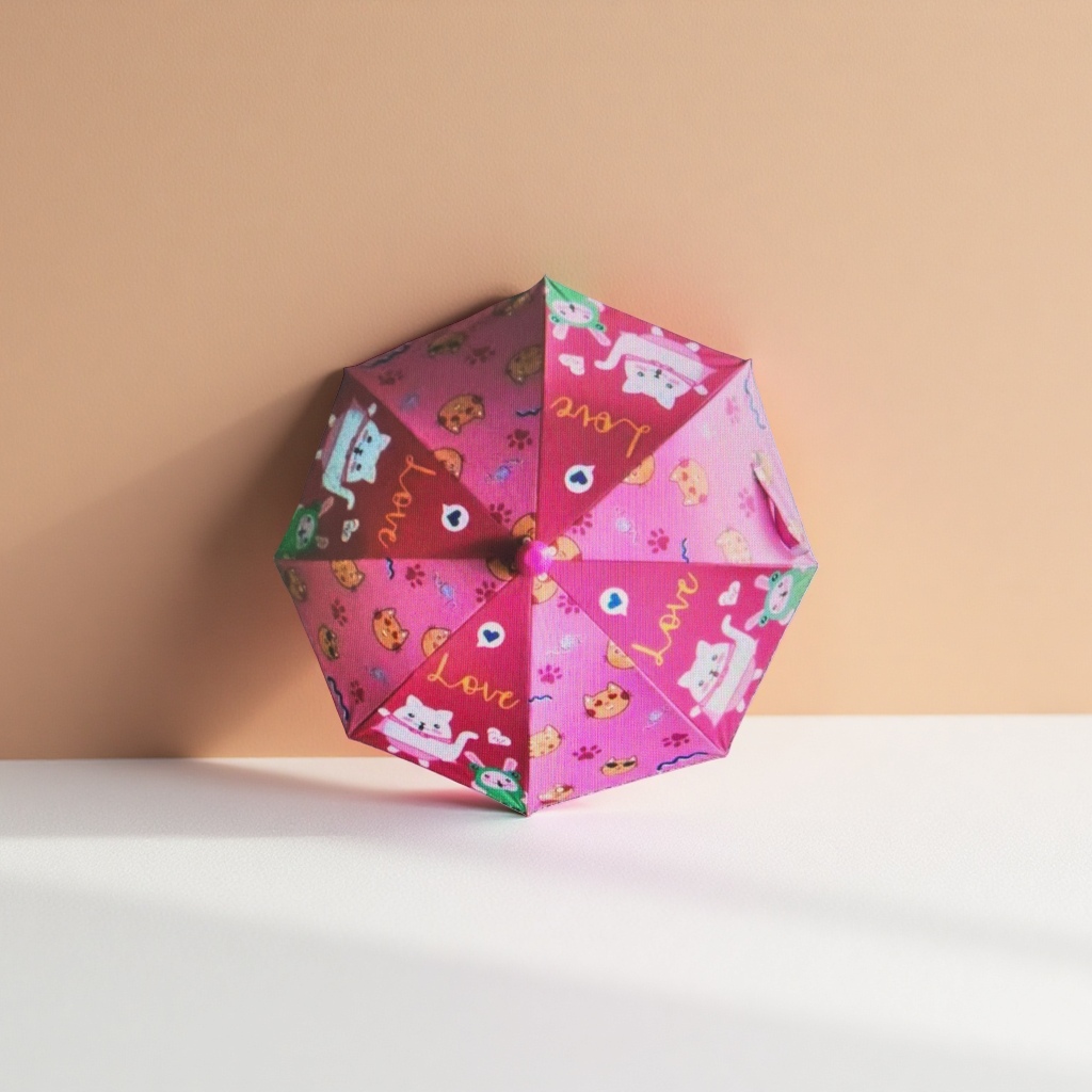Pink cartoon pattern all-weather umbrella, waterproof, sun-proof, lightweight and foldable, specially designed for ladies