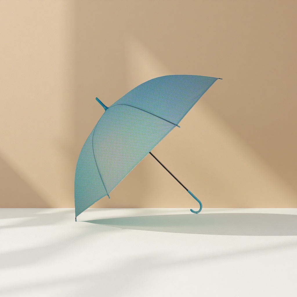 The light blue transparent all-weather folding umbrella is UV-resistant, lightweight and portable with automatic opening and closing function