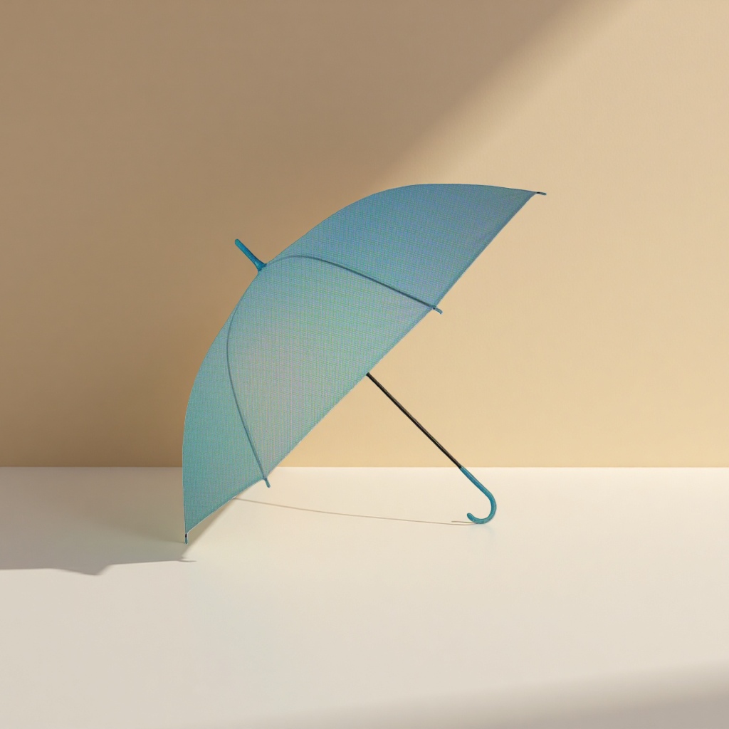 The light blue transparent all-weather folding umbrella is UV-resistant, lightweight and portable with automatic opening and closing function details Picture