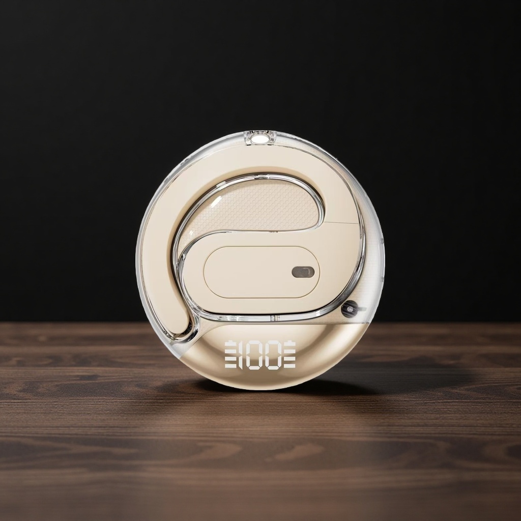 The beige circular electronic device supports Bluetooth wireless charging and intelligent control