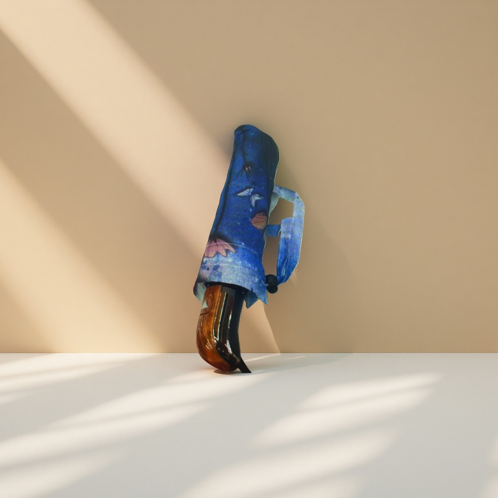 The blue starry sky patterned folding umbrella is waterproof, sun-proof, portable and suitable for both sunny and rainy days details Picture