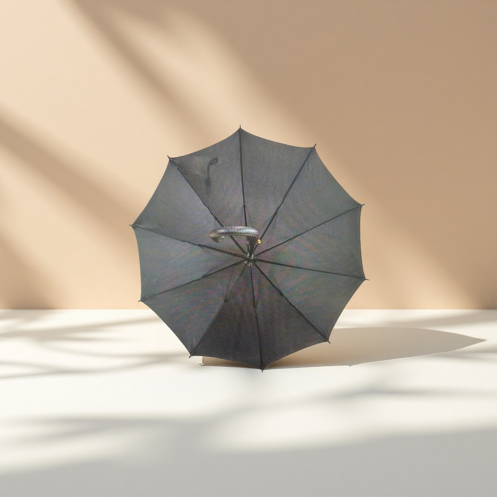 Black fully automatic all-weather umbrella, waterproof, sun-proof, wind-resistant, portable folding long handle details Picture