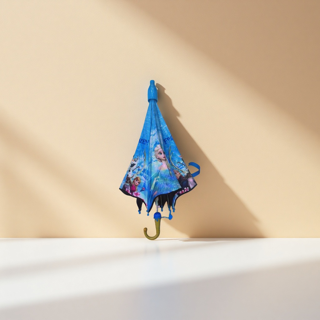 The blue Frozen theme all-weather umbrella is waterproof, sun-proof, lightweight and foldable Specification image