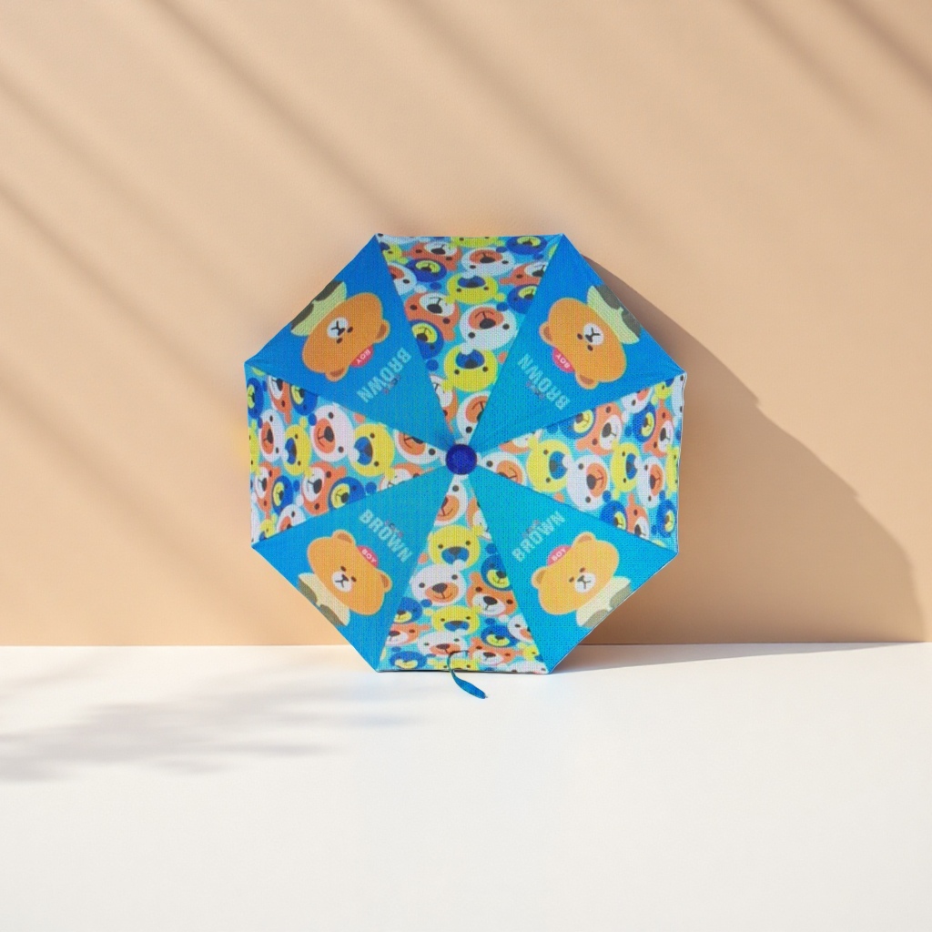 Blue cartoon bear pattern all-weather umbrella, waterproof, sun-proof, lightweight and foldable Application Scenario