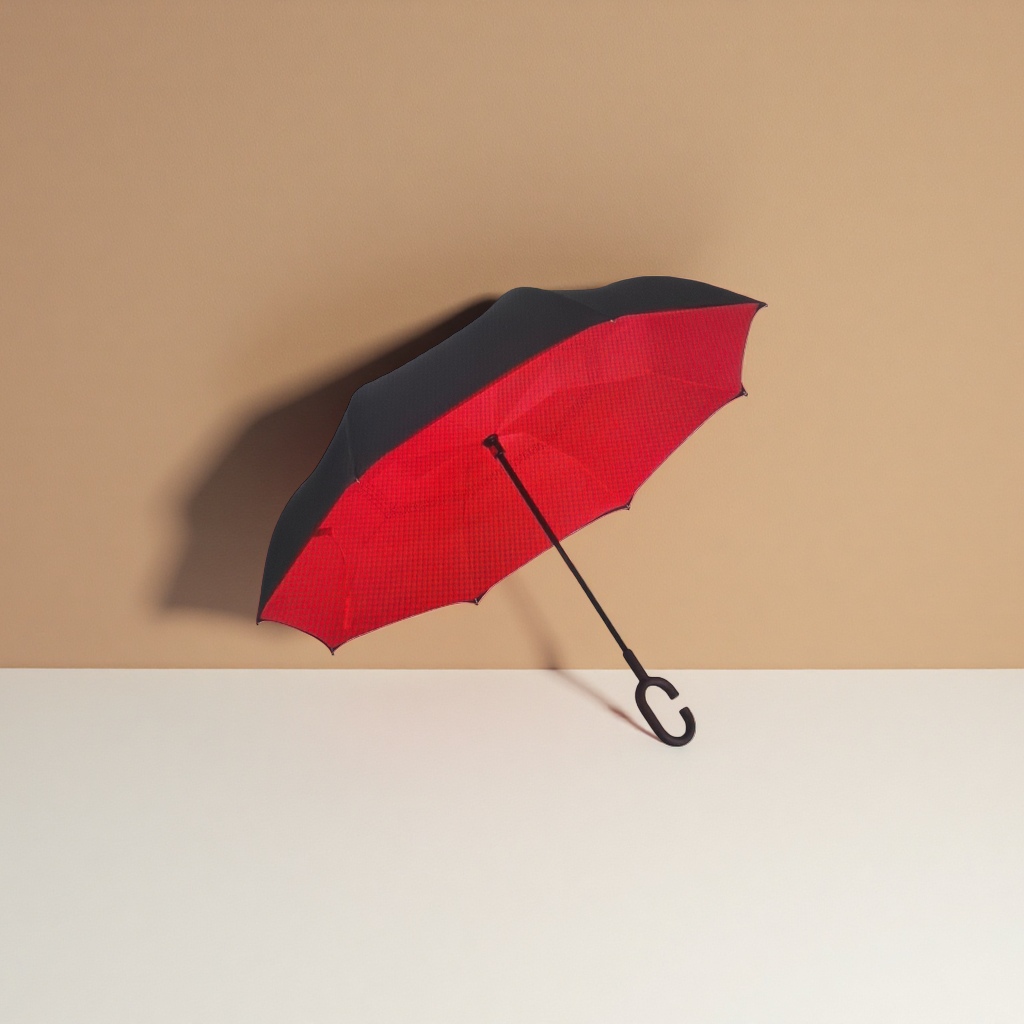 红黑双色伞面反向伞柄雨伞 防水防晒便携自动开合