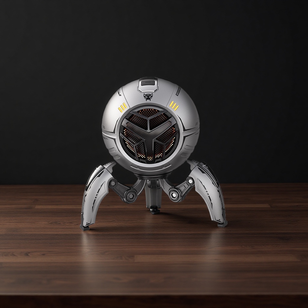 Silver-gray sci-fi robot-shaped Bluetooth speaker Specification image