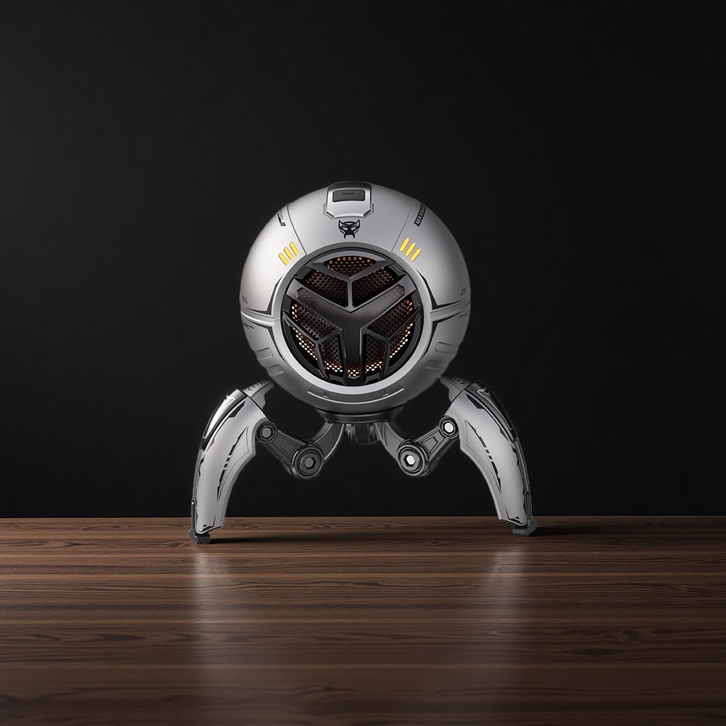 Silver-gray sci-fi robot-shaped Bluetooth speaker details Picture