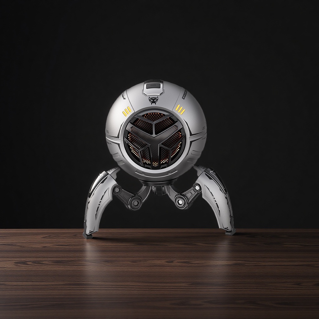 Silver-gray sci-fi robot-shaped Bluetooth speaker Application Scenario