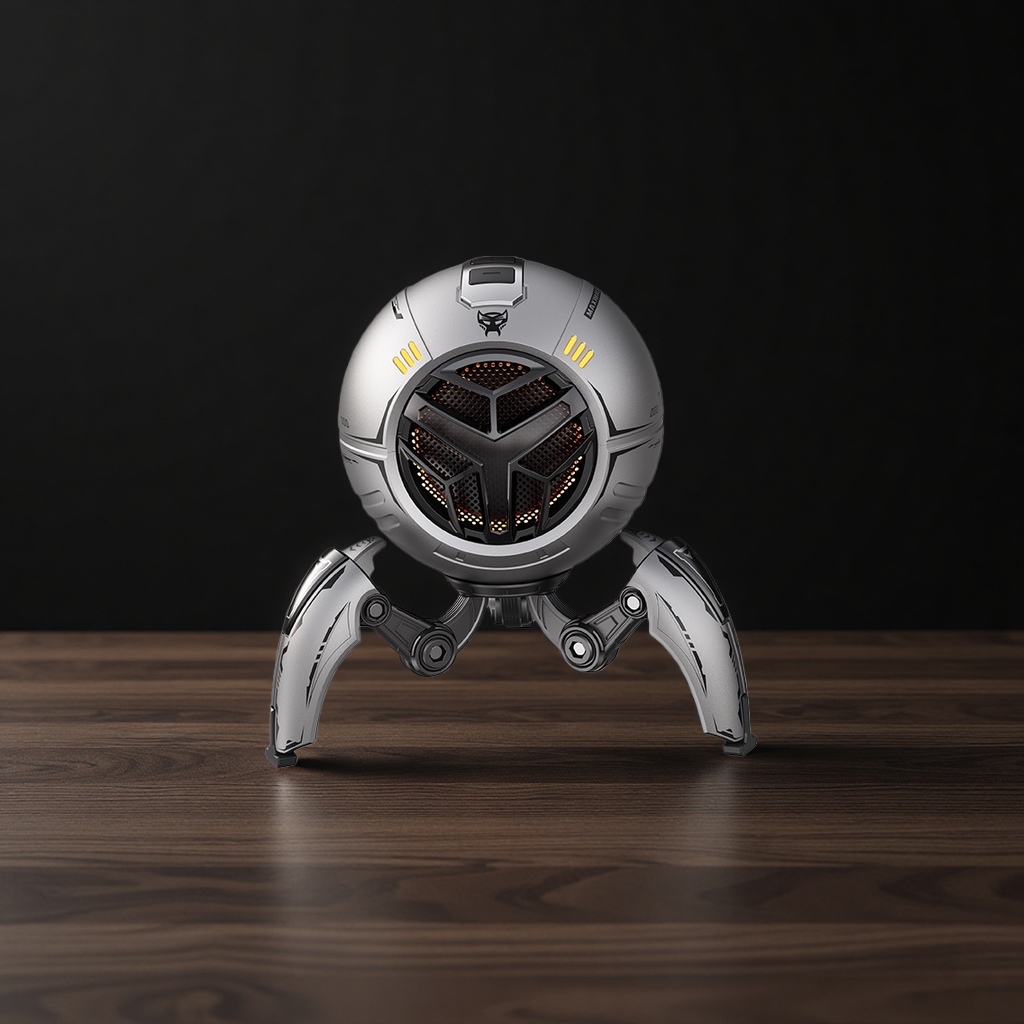 Silver-gray sci-fi robot-shaped Bluetooth speaker