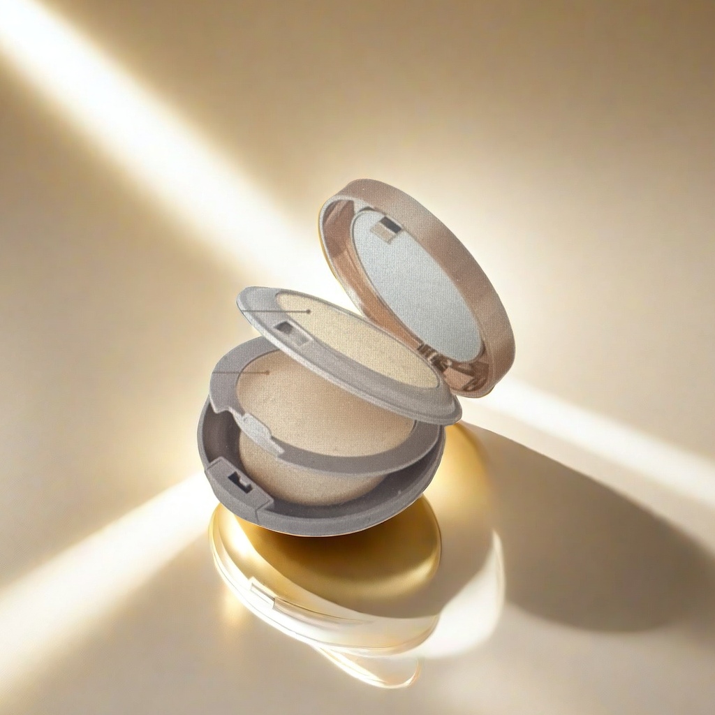 علبة مسحوق ذهبية ذات مرآة مكياج محمول Specification image