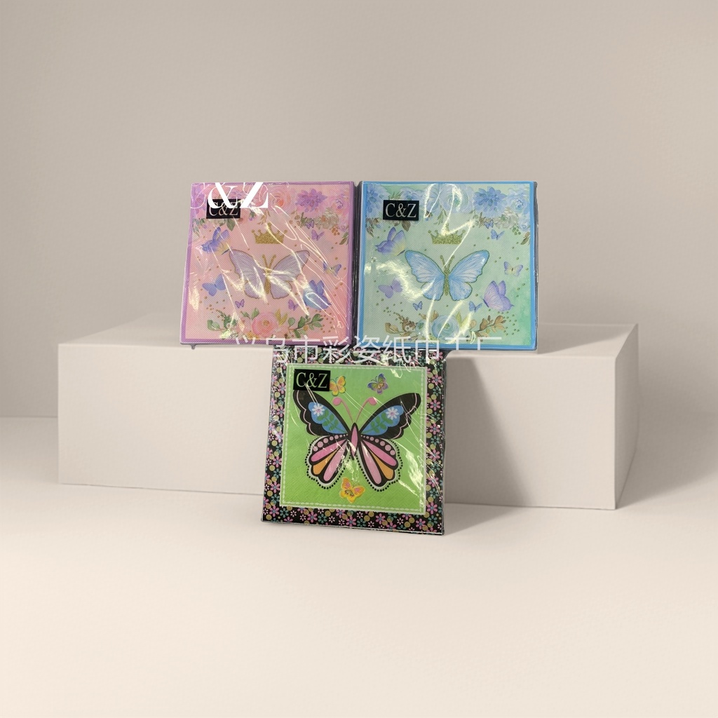 Three-pack household tissues with colorful butterfly patterns are flexible, skin-friendly and clean Application Scenario