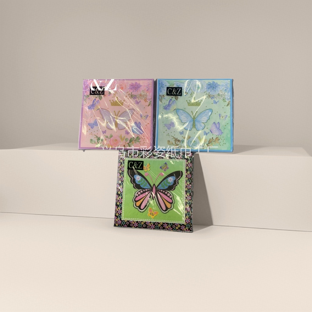 Three-pack household tissues with colorful butterfly patterns are flexible, skin-friendly and clean details Picture