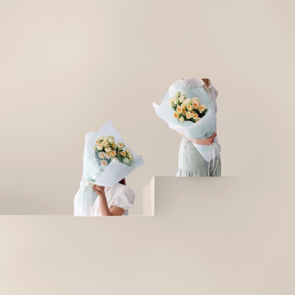 浅绿色格纹包装纸 花束专用手工 wrapping 纸 30cm×50cm