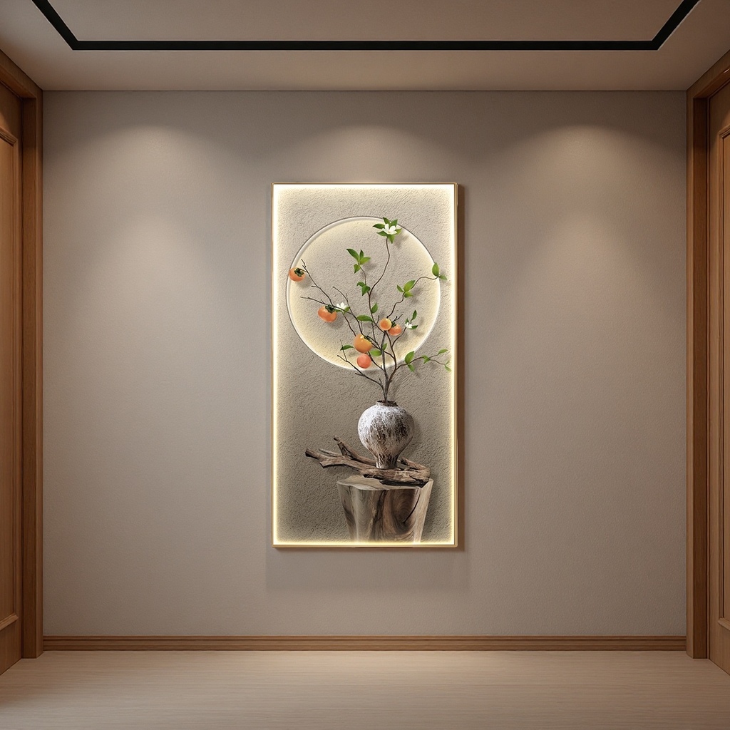 رسومات من جدران الخلفية المضيئة تحتوي على أغصان من الزينة، رسومات ناعمة لغرف النوم في غرفة المعيشة details Picture