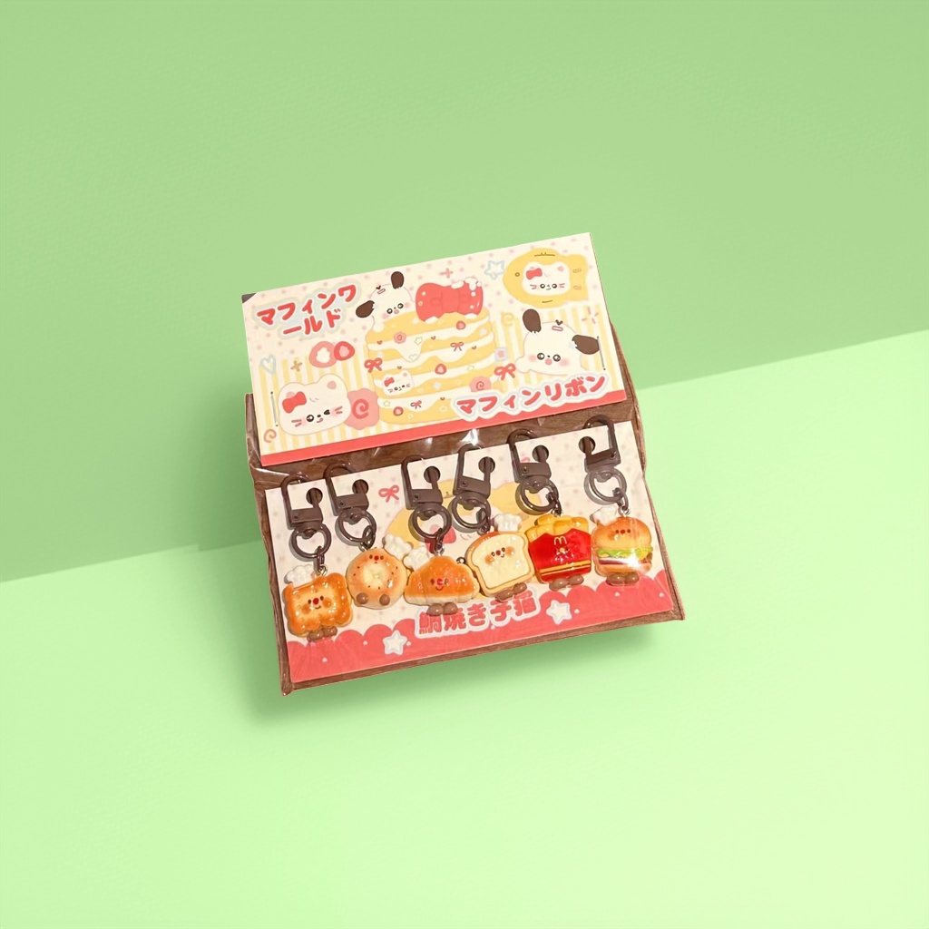 Colorful cartoon bread-shaped keychains, cute soft rubber pendants, and small portable items Application Scenario