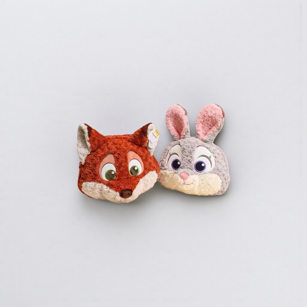 Orange fox and grey rabbit two-piece plush toy, cute pillow decoration