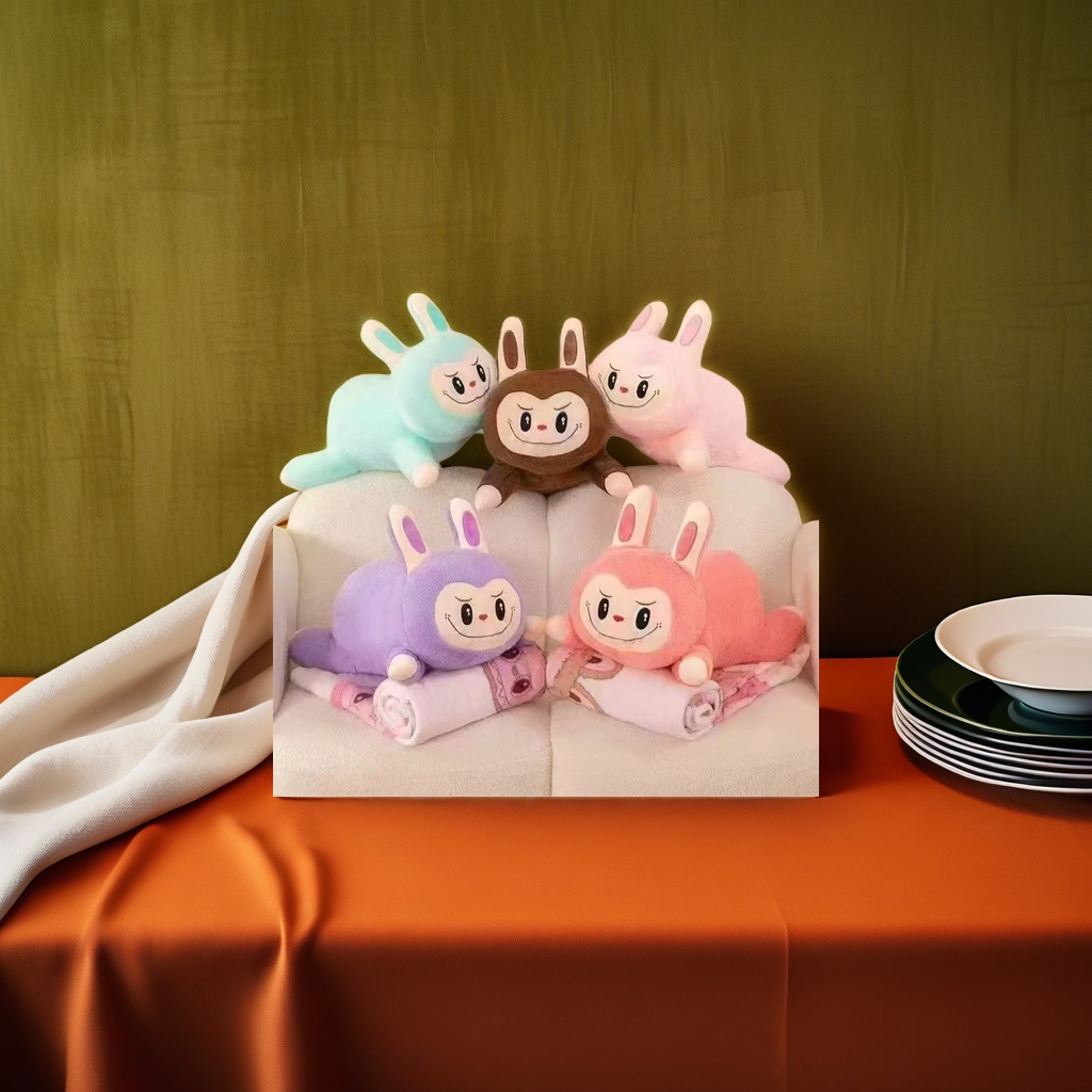 Colorful rabbit plush toys as the main body are used to decorate the living room and bedroom as children's gifts Application Scenario