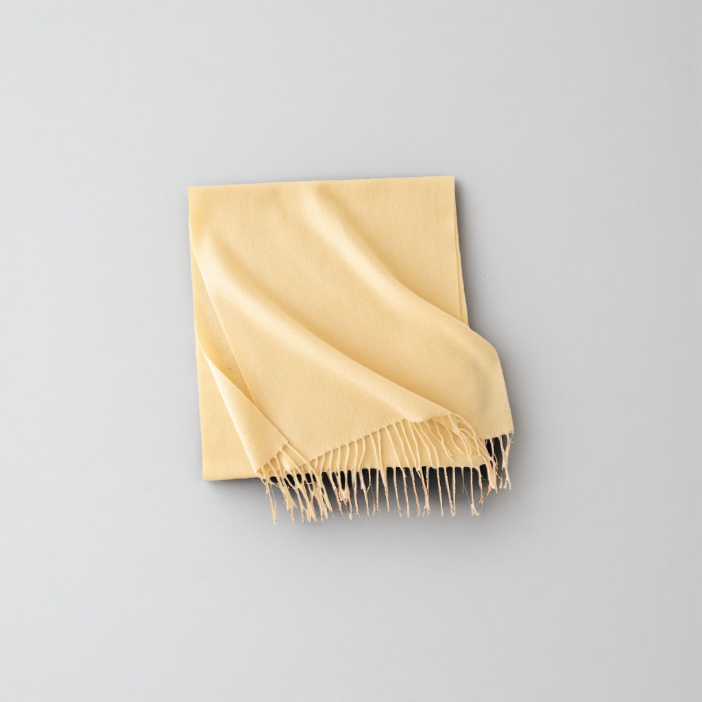 A light yellow fringed scarf, a long knitted scarf for women to keep warm in autumn and winter Application Scenario