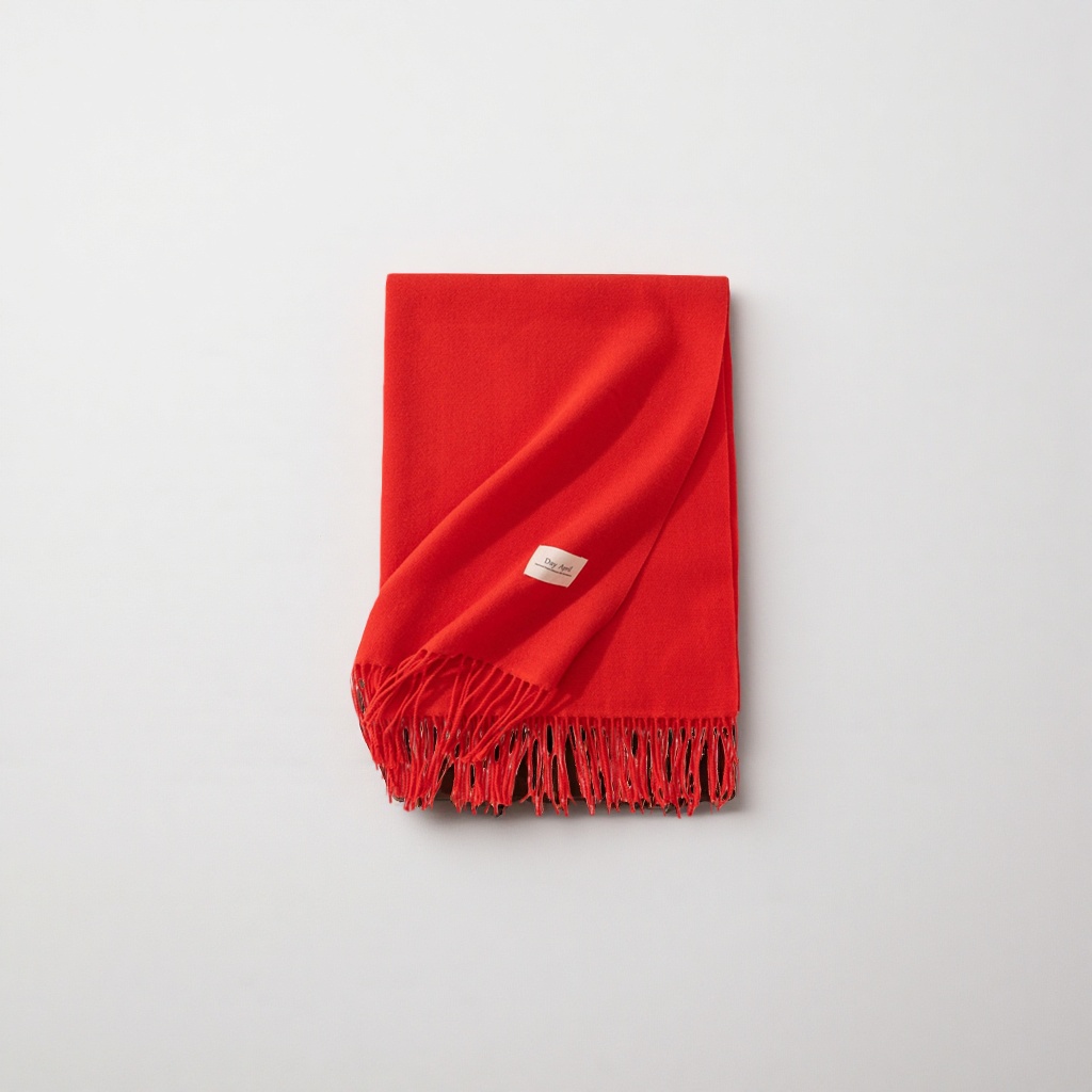 Red pure wool scarf, a long and versatile women's scarf for warmth in autumn and winter Specification image